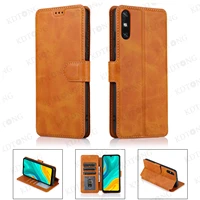 global hot sale luxury leather flip case for huawei enjoy 10 10e 9 9s 8 7s retro solid color shockproof phone case cover shell
