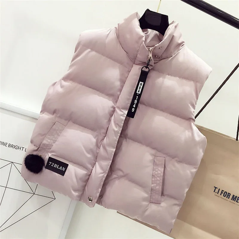 Осенне-зимний утолщенная женский хлопковый жилет однотонное короткое пуховое