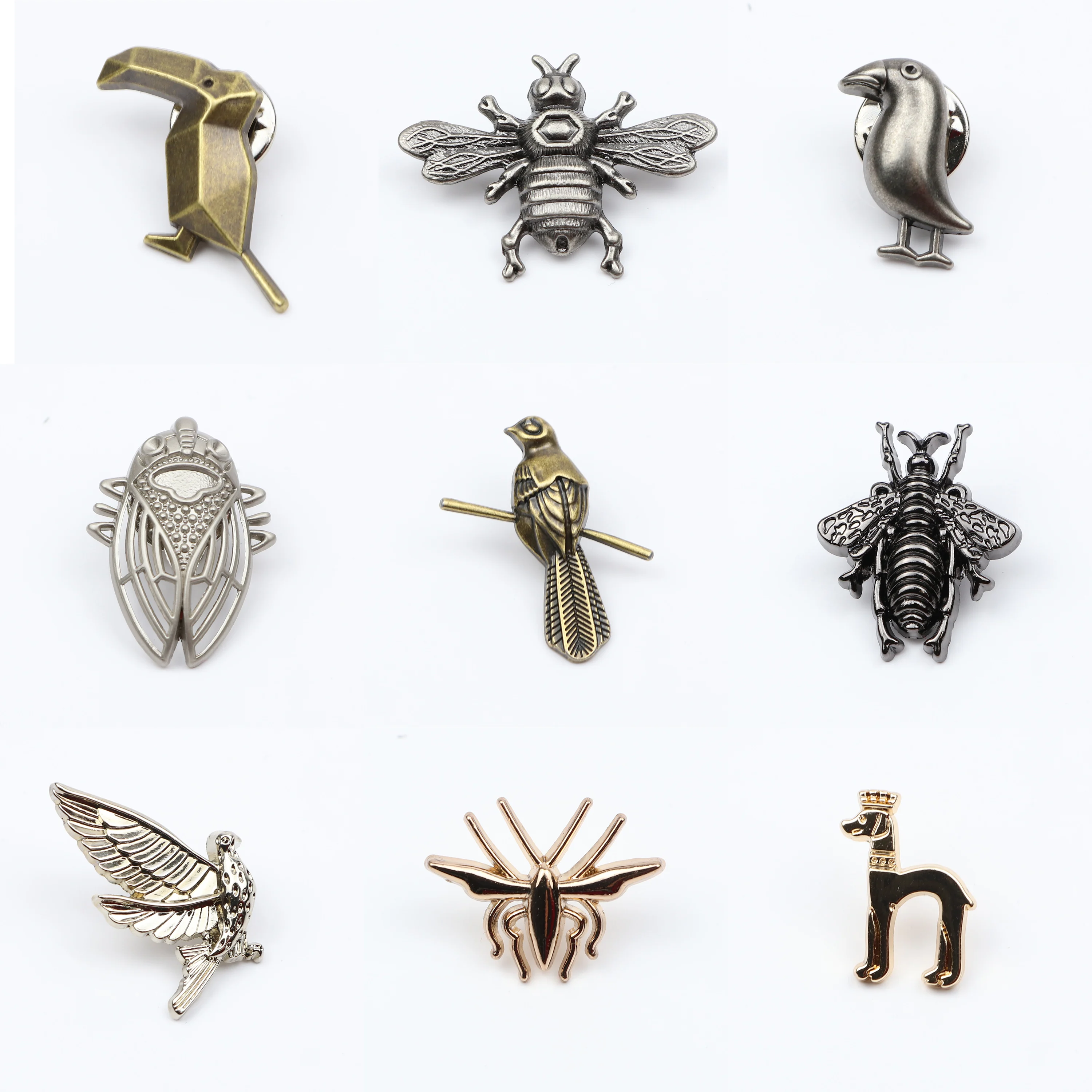 

Animal Brooch Pins Retro For Men Bee Spider Brooches Collar Suit Breastpin Pin Jewelry Wedding Party Neckwear Accessories Gift