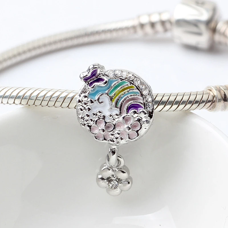 CUTEECO Новые Красочные цветы эмаль DIY Подвесные приспособления Pandora браслет для женщин ювелирные аксессуары дропшиппинг