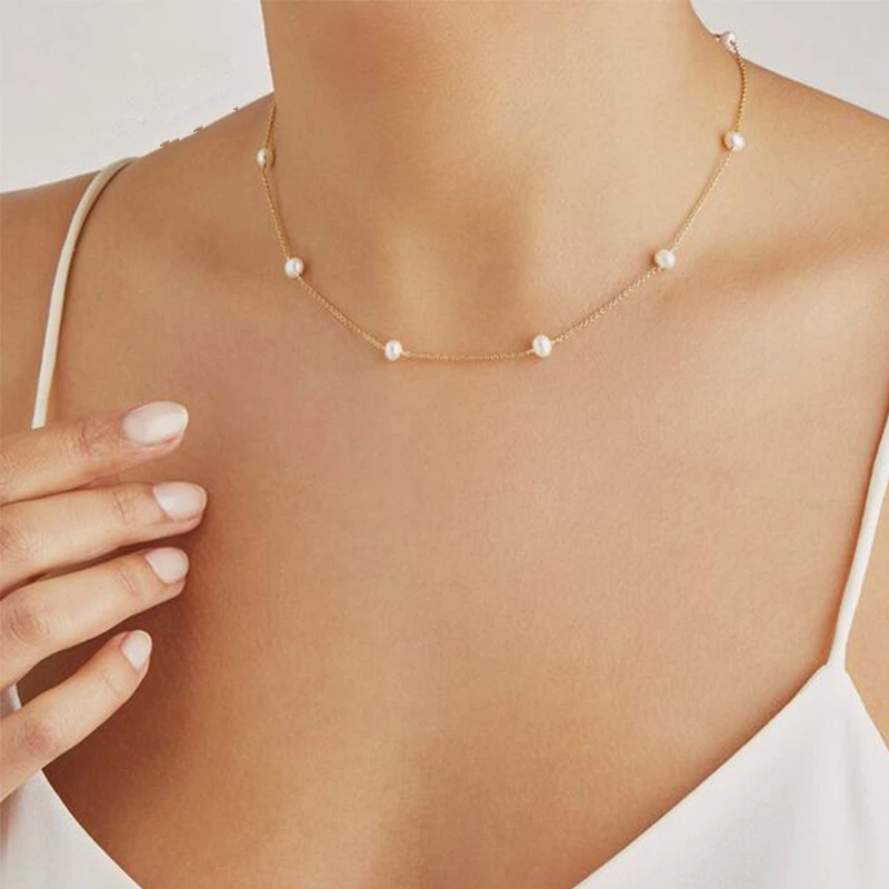 

New Beads Women's Neck Chain Pearl Choker Necklace Jewelry For Girl