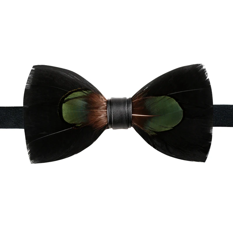 

Free Shipping New male fashion man men's High-end handmade feather color black feather bow tie married groom groomsmen banquet