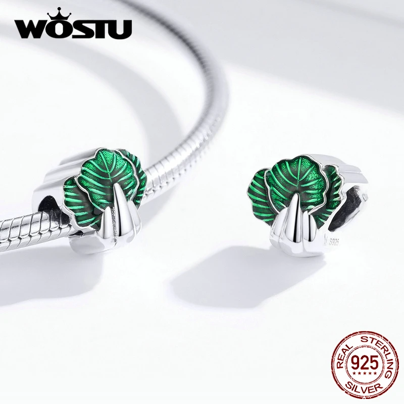 WOSTU Настоящее серебро 925 пробы шпинат овощи бусины Зеленые Подвески подходит для