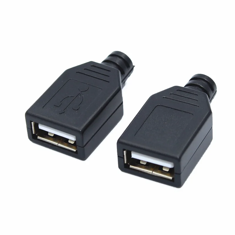 Новинка 10 шт. 4 контактный разъем USB типа A с черной пластиковой