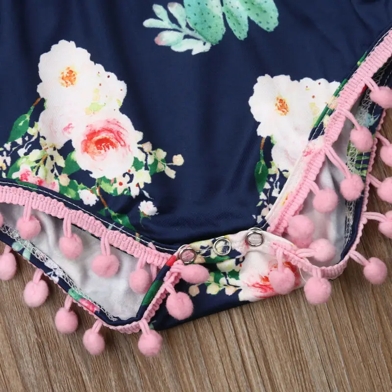 

Newborn Baby Girls Floral Pattern Sleeveless Ball Decro Romper Bodysuit Jumpsuit Outfits Set Clothes Playsuit