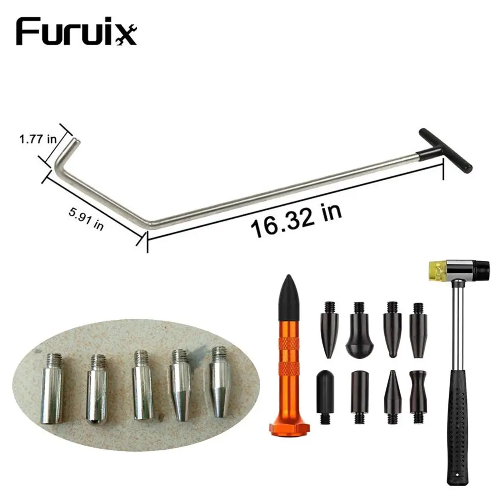 

Furuix Paintless Dent Repair Tools Car Dent Rod Tips Autobody Dent Removal Kit Hook Tips ubber Hammer Hand Tool