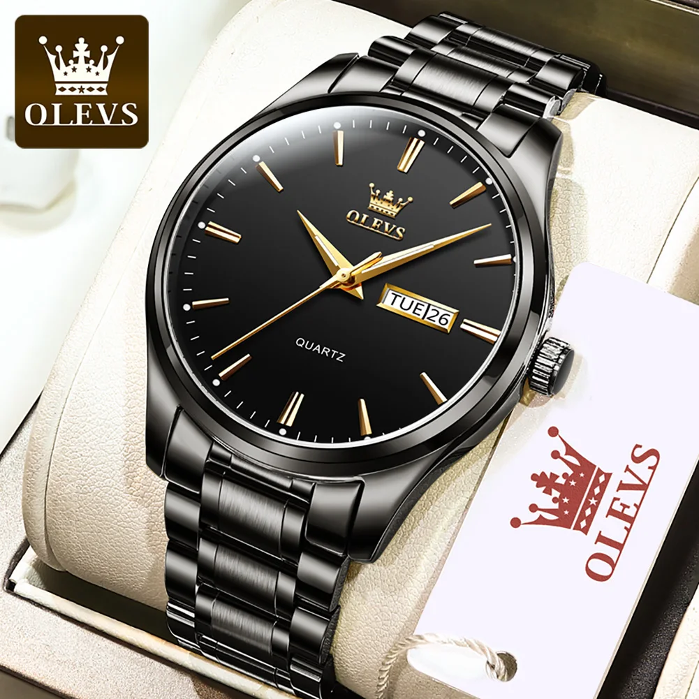 

OLEVS Top Brand Mens Fashion Quartz Watch Noctilucent Business Waterproof Luxury Watches Leather Strap Clock Relogio Masculino