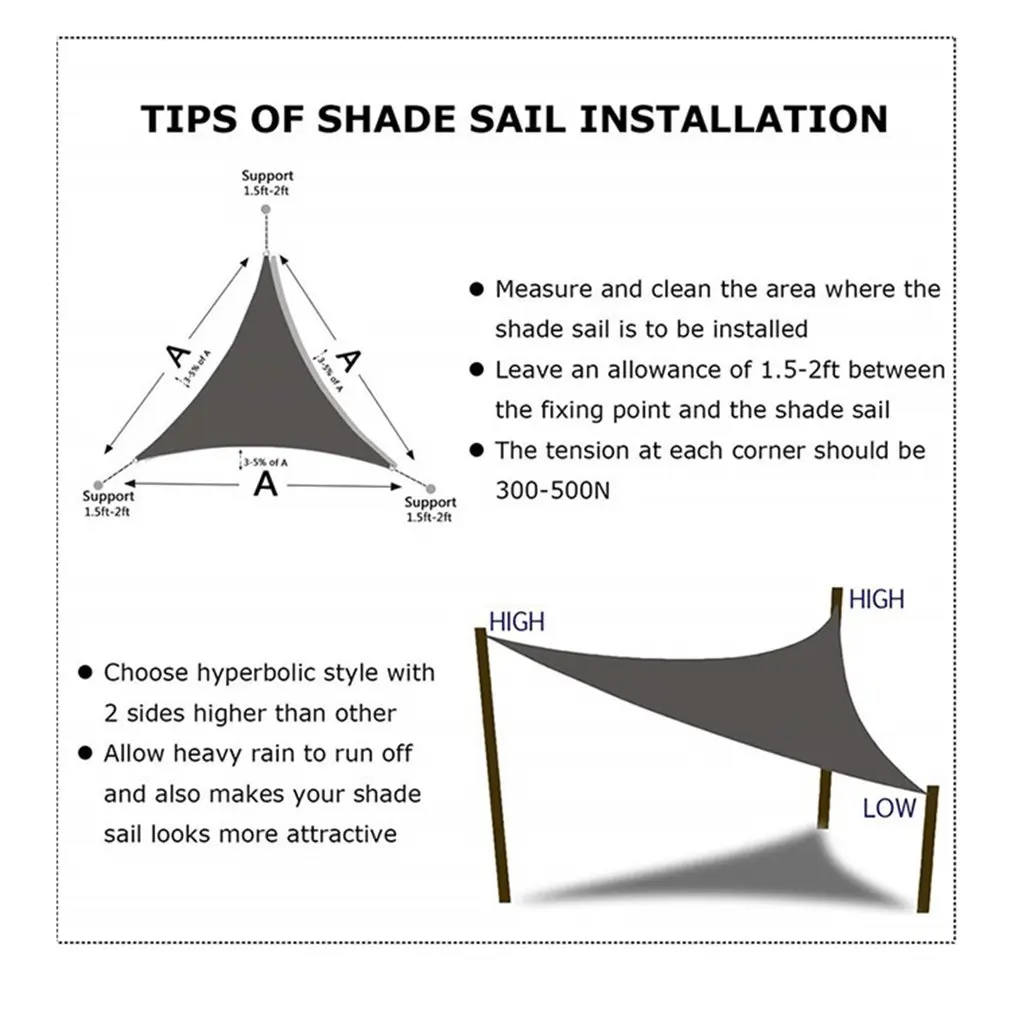 

Waterproof Sun Shelter Sunshade Protection Outdoor Canopy Garden Patio Pool Shade Sail Awning Camping Shade Cloth 3.5x3.5x3.5M