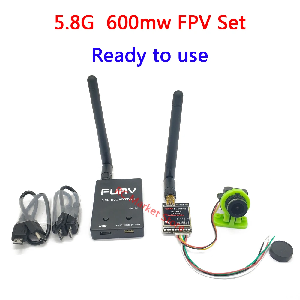 Готов к использованию 5,8G FPV приемник UVC видео нисходящий OTG VR Android телефон+ ewrf 25 МВт/200 мВт/600 мВт Передатчик+ CMOS 1000TVL камера