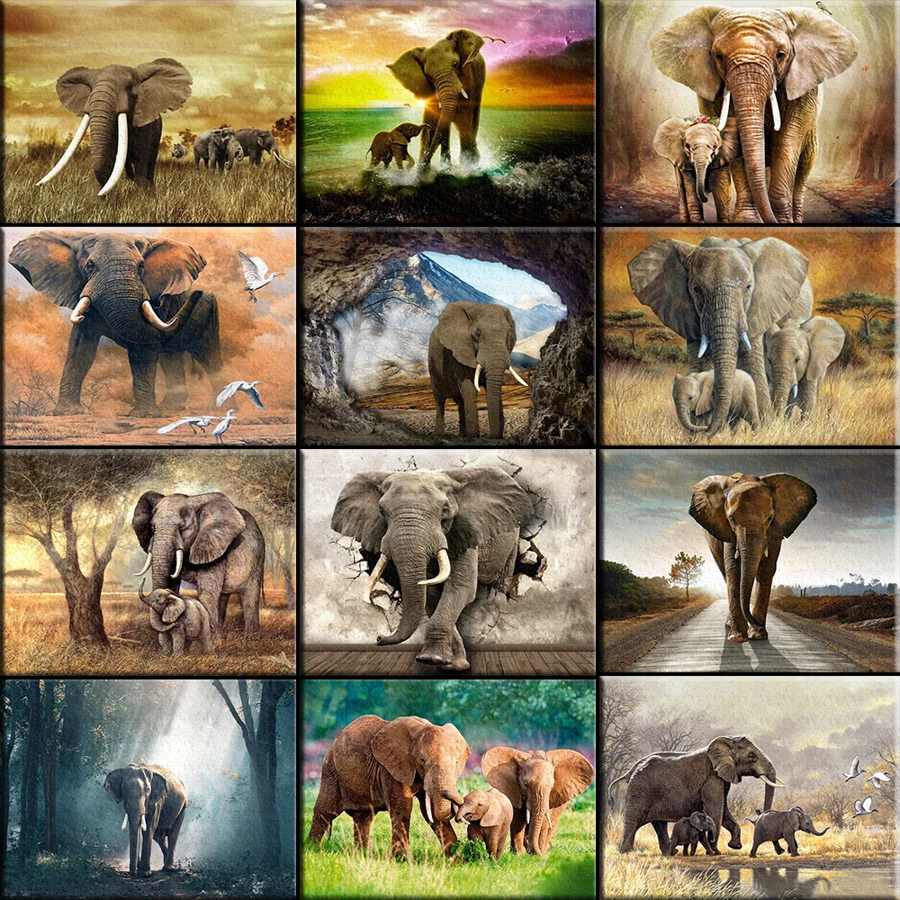 

5D DIY Diamond Painting Elephant Full Square Needlework Diamond Embroidery Animal Handicraft Unique Gift Modern Home Decoration