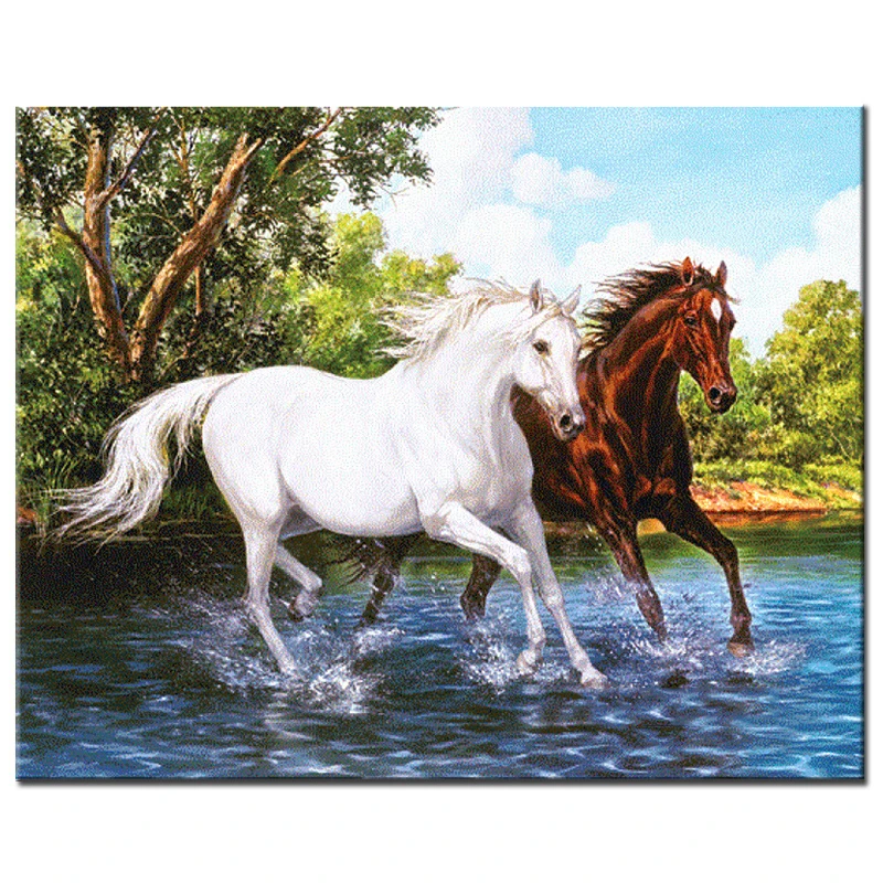 Алмазная 5d картина сделай сам с полным покрытием 3D изображением животных лошадей