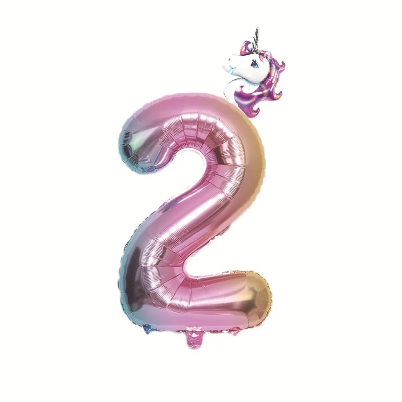 unicorn ballon pink2 2 шт. Радуга Единорог вечерние 32 дюймов воздушные шары из фольги в виде цифр детская День рождения украшения гелиевых шара с цифрой Baby Shower деко - Цвет: unicorn ballon pink2