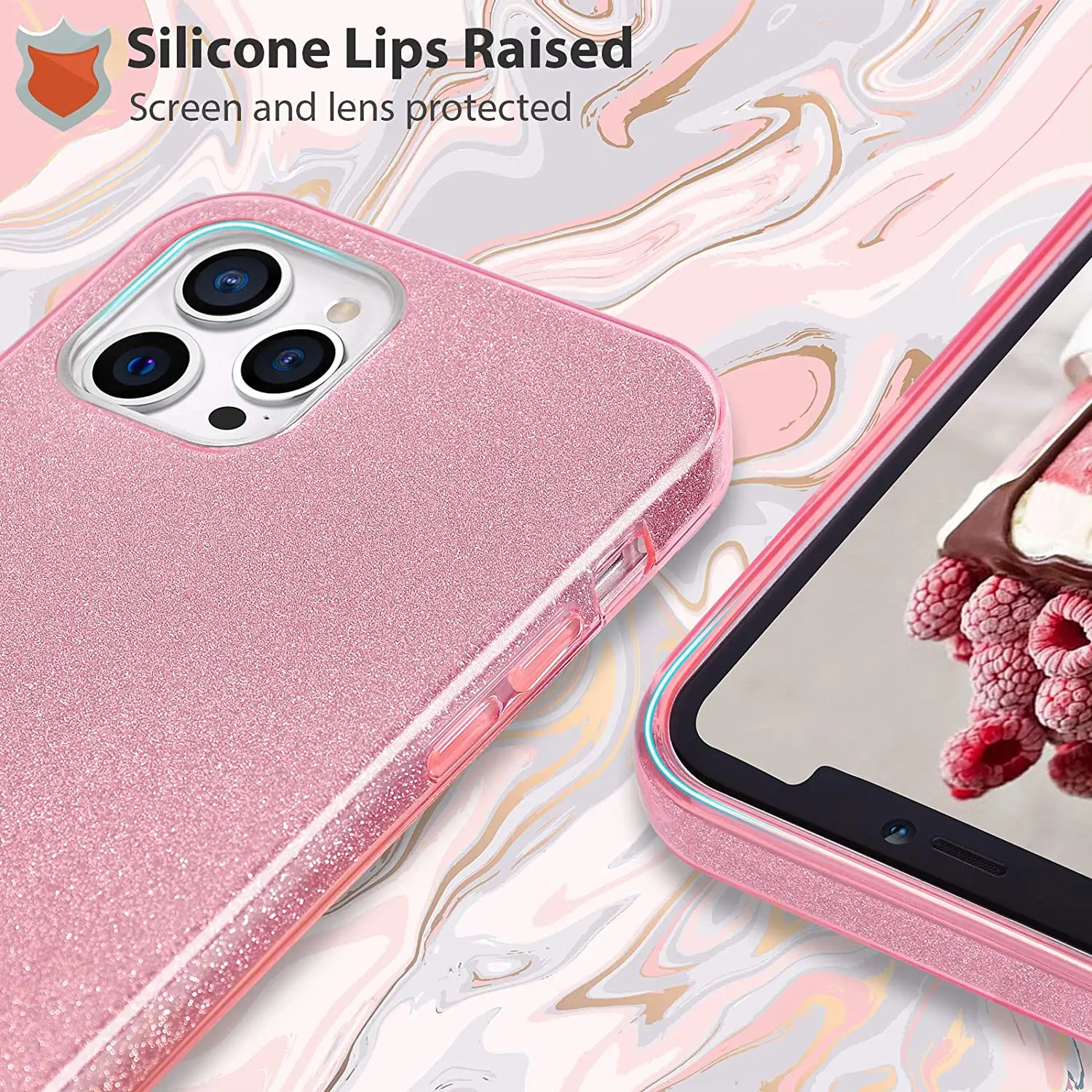 Glitter Phone Case For iPhone 12 Mini 13 11 Pro Max XS X XR 12Pro 8 7 Plus SE 2020 Cute Pink Bling Protective Cover Accessories | Мобильные
