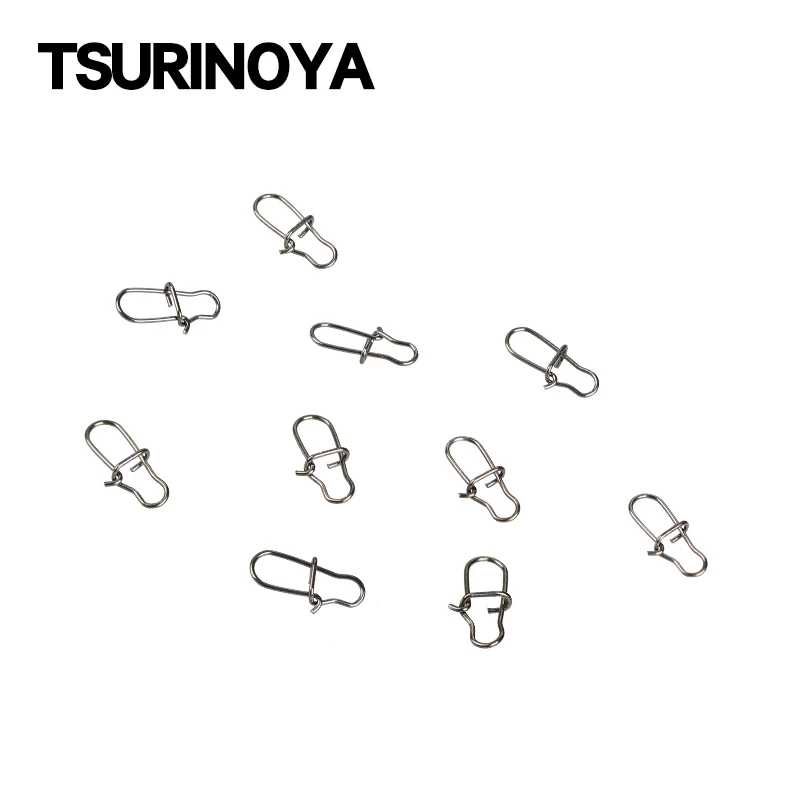 

TSURINOYA Light Game Fishing Barrel Swivel Safety Snaps Hooks 50pcs Stainless Steel Snap Fishhook Fishing Tackle Accessory tool