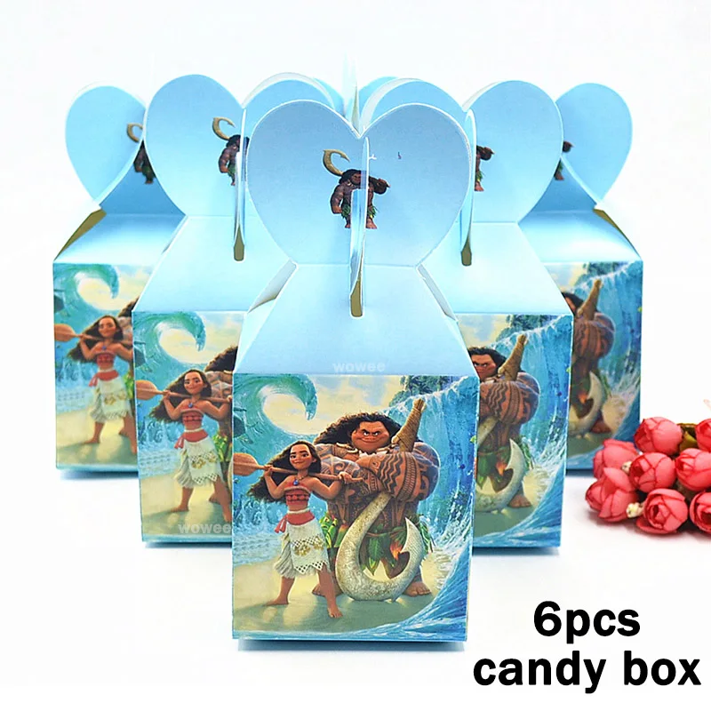 6pc Candy Box 24 шт./компл. Моана для капкейка-Baby Shower дети День Рождения декоративные принадлежности дети были счастливы День рождения расходные материалы - Цвет: 6pc Candy Box