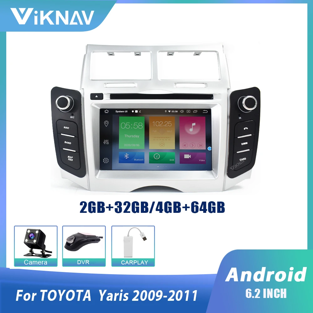 Автомагнитола для Toyota Yaris 2005-2011 android 10 мультимедийный проигрыватель стерео аудио
