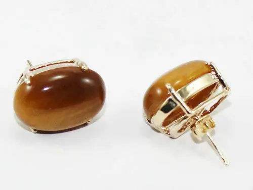 

Real Tiger's Eye/Tiger eye Stud Earrings AAA+ Crystal Healing Chatoyant Earring