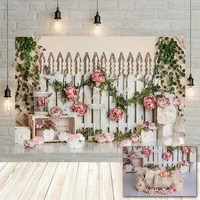 avezano girls photography background wood fence pink flower green leaves baby portrait backdrop decor for photo studio photocall