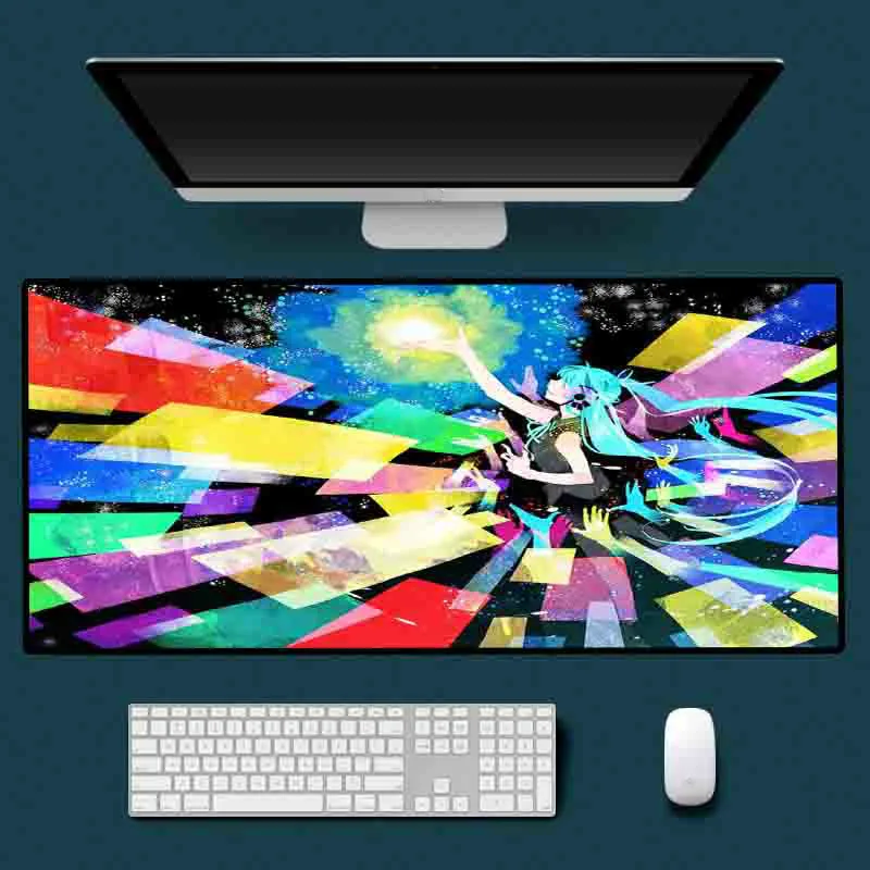 

XGZ DJ Colorful Music Dance Thigh Pad Modern Table Keyboard PC Computer Lock Edge Mouse Pad Anime Girl Laptop Table Mat Game