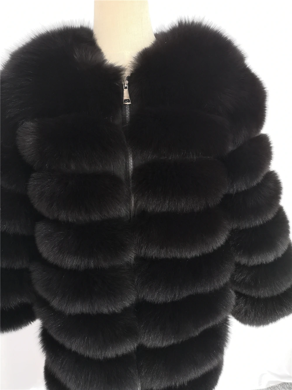 Женское пальто из лисьего меха средняя куртка натурального зимняя женская с