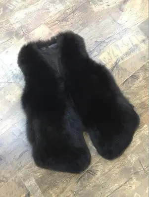 Женский осенне зимний жилет из искусственного лисьего меха с V образным вырезом