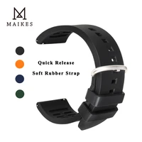 maikes black fluoro rubber watch strap 19 20 21 22 24mm quick release replacement bracelet men sport diving silicone watch bands