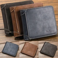 mens pu leather wallet bifold id card holder coin credit card purse checkbook short clutch billfold male trifold money bag