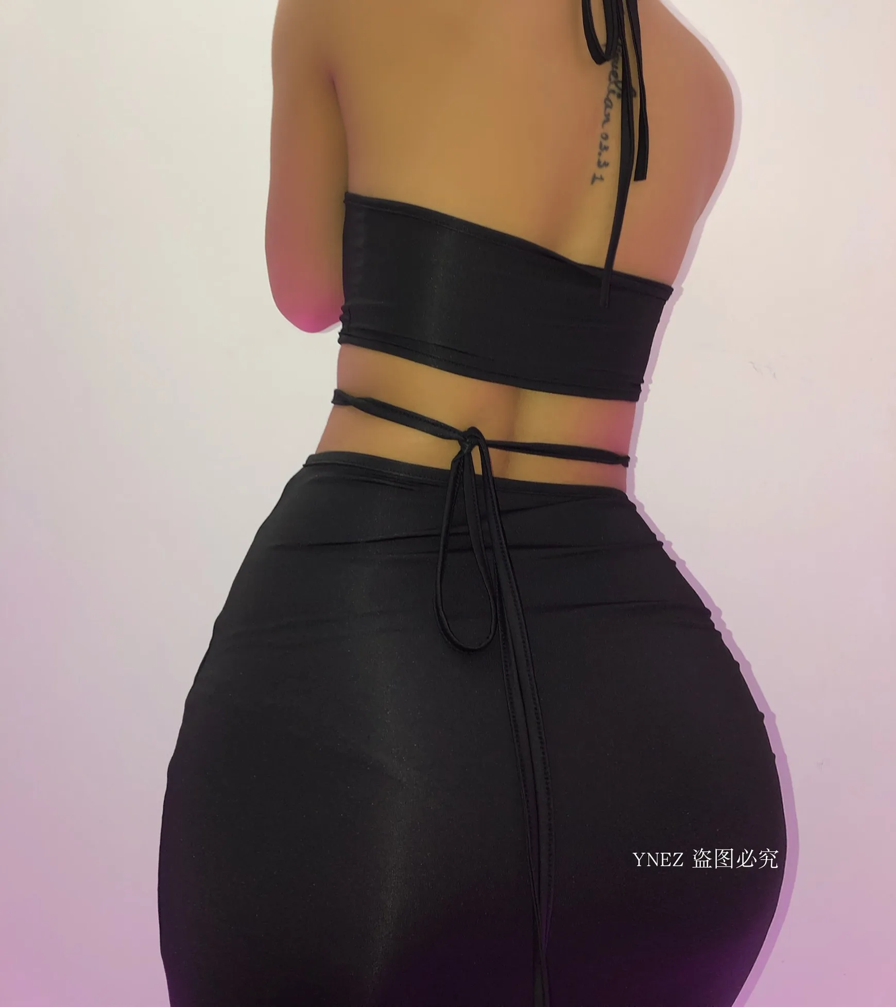 XLLAIS Including Tops Women Sexy Solid Color Bandage Dress Elegant Backless Sleeveless Hollow Bodycon Party Club Long Dress