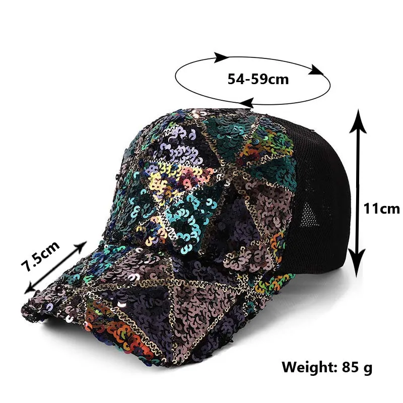 [YARBUU] baseball cap new fashion high quality Sequin NET cap women and girl Sun Protection Cap Triangle hat wholesale