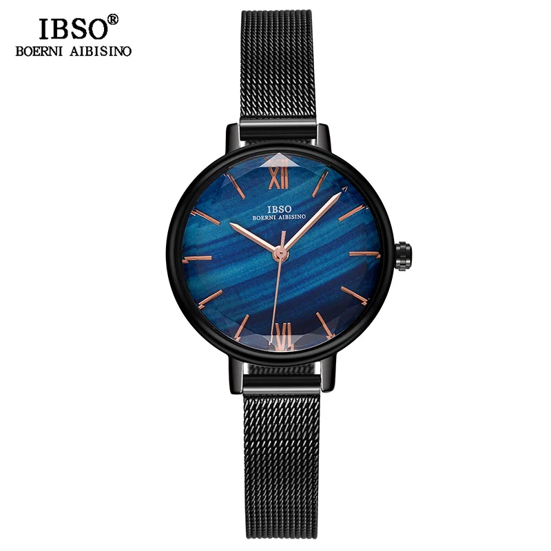 Часы наручные IBSO женские кварцевые со стеклом с сетчатым ремешком из нержавеющей