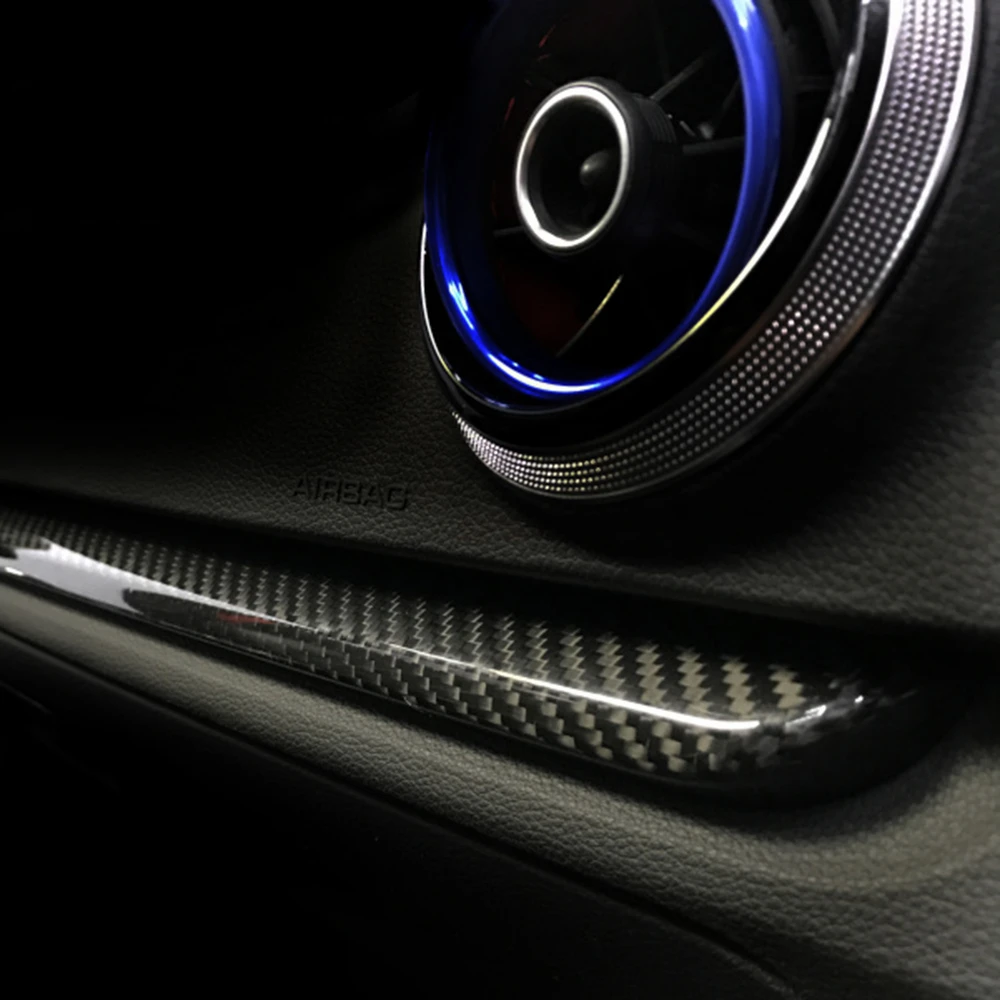 For Audi A3 S3 RS3 2014 - 2018 Car Interior Moldings Console Door Panel Strips Cover Real Trim Carbon Fiber 7pcs LHD