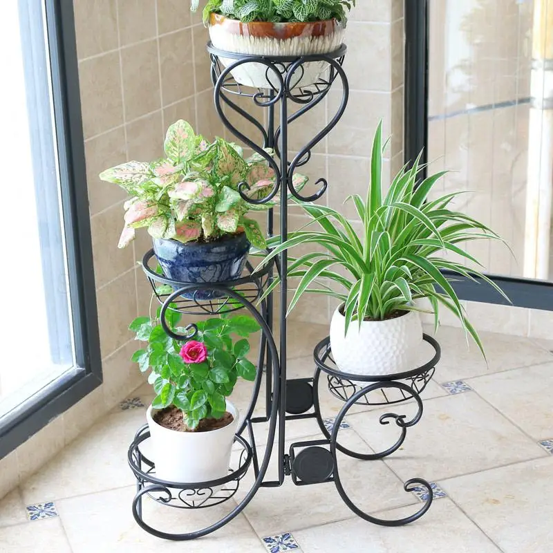 Европейская Цветочная стойка железная Арт многослойная напольная для балкона