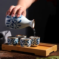 japanese ceramic sake pot bottle liquor spirits jug shot glasses cup hip flask wine set creative friend gift household drinkware
