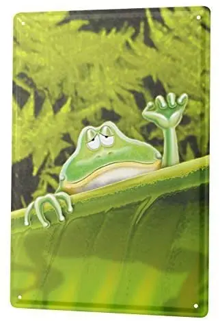 

Металлический жестяной ретро-знак в виде лягушки 2021, интересные уличные украшения, товары для дома, кофейни, гаража, 12X8 дюймов