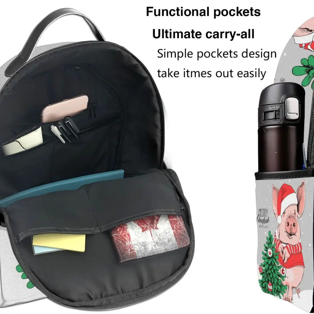 

Backpack Women Fashion Shoulder Bag Pig In Santa's Costume School Bag For Teenage Girl Children Backpacks Travel Bag
