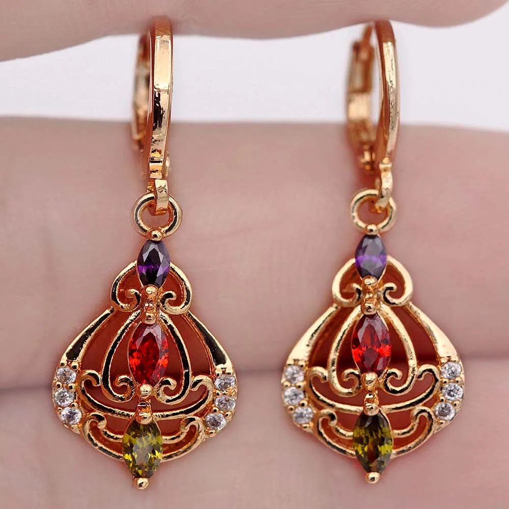 Висячие серьги-подвески для женщин золотистые серьги-капельки с зеленым и