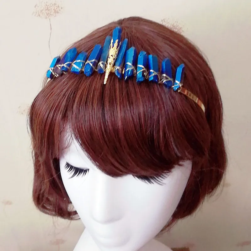 Кварцевые заколка для волос с кристаллами металлические аксессуары в виде