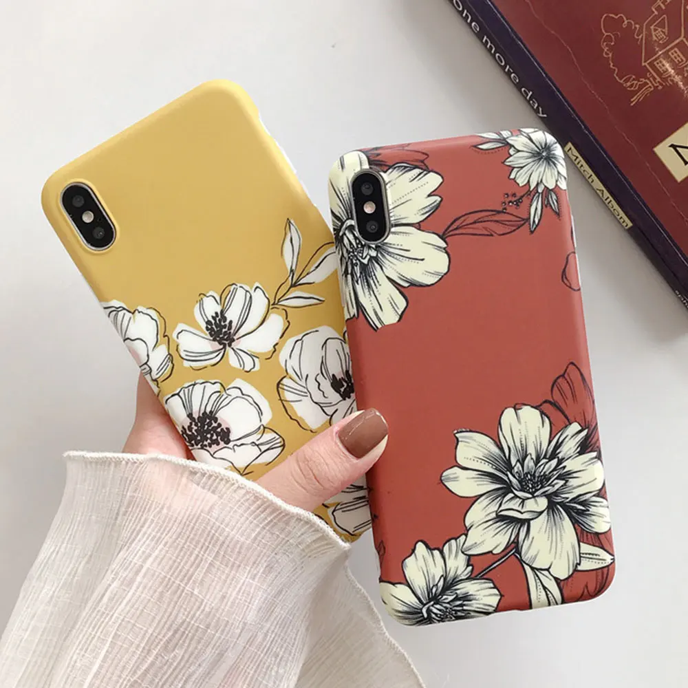 KISSCASE Fashion Relief Soft Phone Case For iPhone 7 8 6s 6 Plus X XS MAX XR Xs Max Flower Covers |