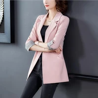 summer autumn women blazers and jackets new style pink blazer double breasted notched office lady patchwork seven sleeve 3x