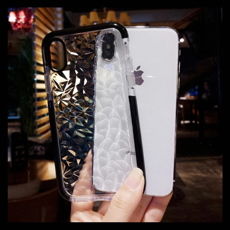 Женские 3D чехлы для телефонов с алмазной текстурой iPhone 11 Pro X XS XR Max 6 7 8 plus мягкий
