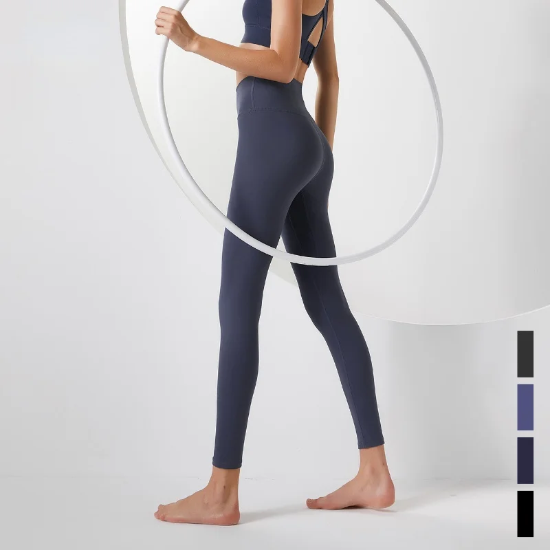 

Summer New Lulu Same Style Yoga Pants Women's Skin Naked Feeling High Waist Hip Lifting Points Fitness Pants