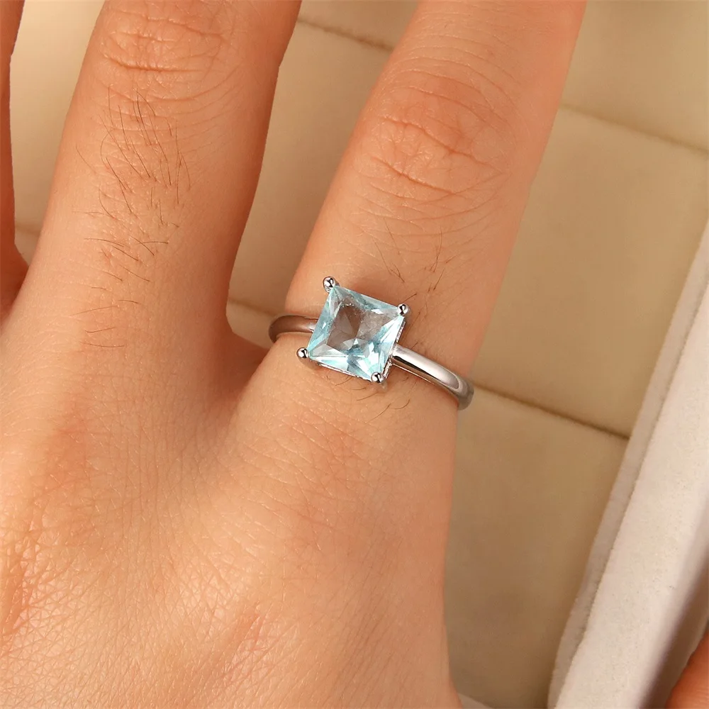 

Best-selling Europe and the United States fashion s925 pure silver engagement ring zircon blue ring ms crystal jewelry gifts