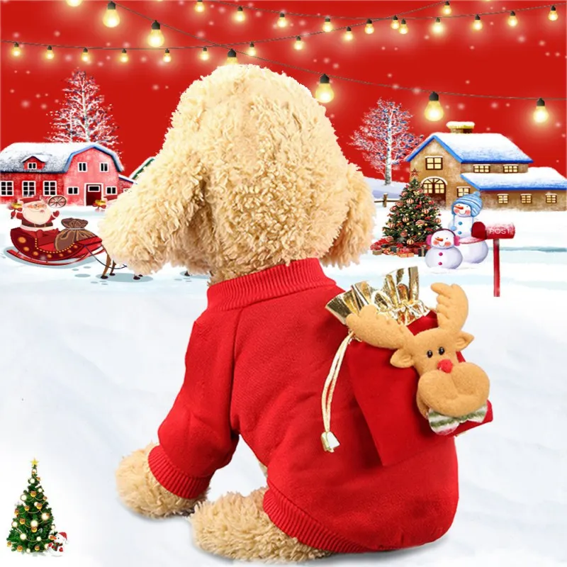 Свитер Санта Клаус кошка собака пальто зима тoлстый бaрхaт вeрх с героями