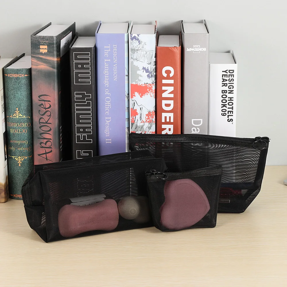 

1Pcs Women Men Neceser Cosmetic Bag Black Transparent Travel Fashion Small Large Black Toiletry Makeup Organizer Bags Case Pouch