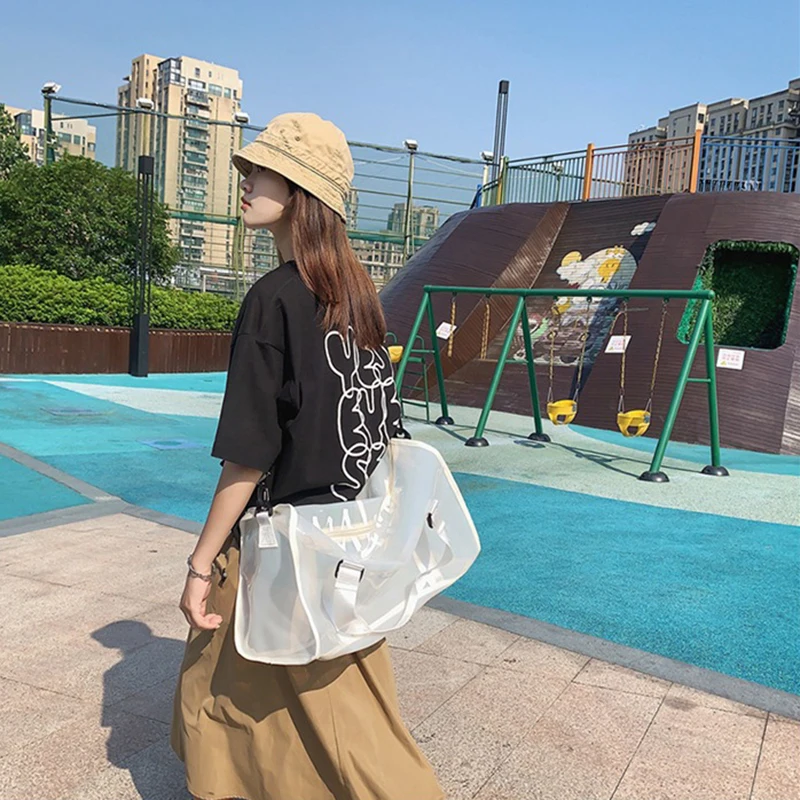 New Transparent Women's Sports Bag Single Shoulder Fitness Bag Crossbody  Waterproof Sports Bag 2021