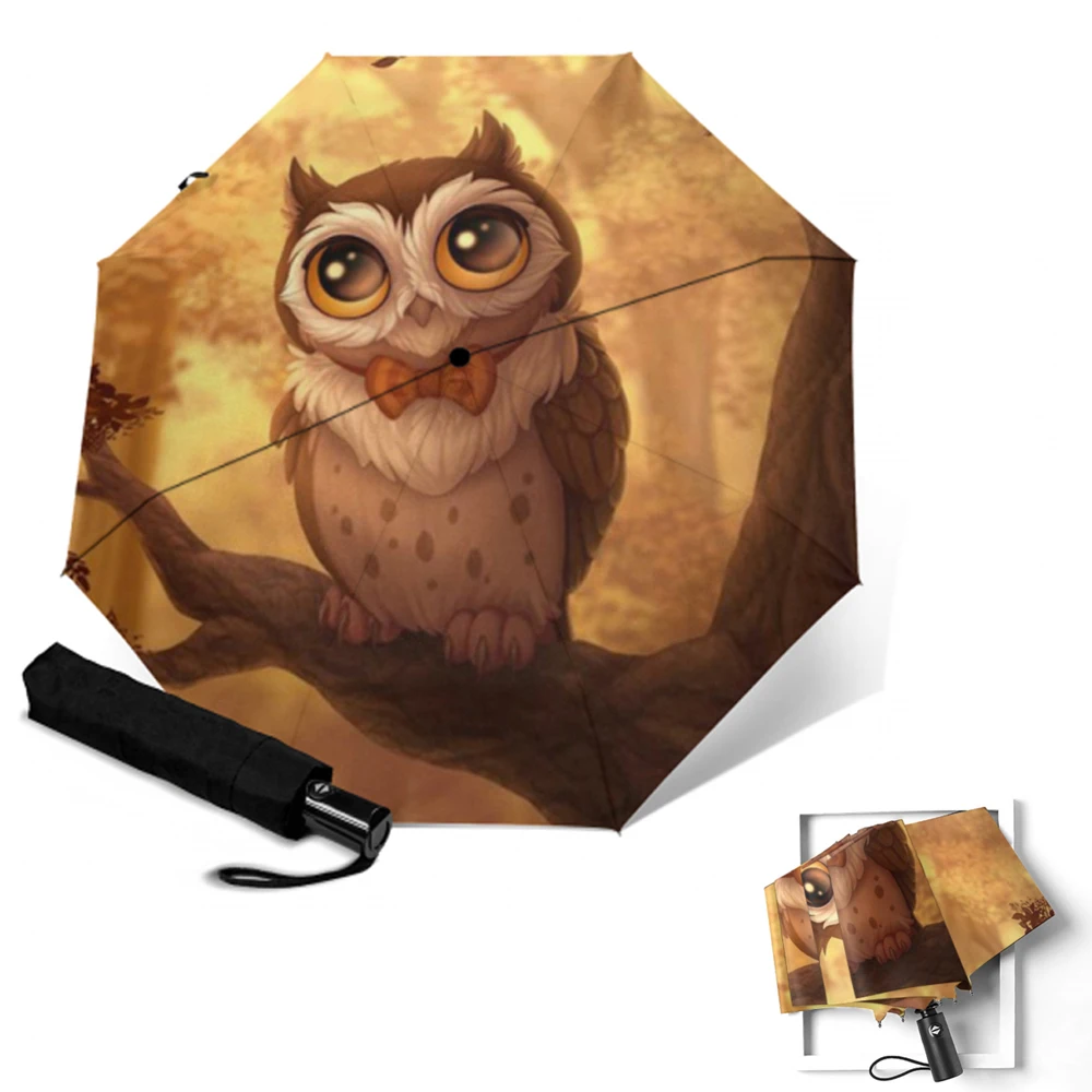 Уличный зонтик водонепроницаемые автоматические зонты с принтом милой совы