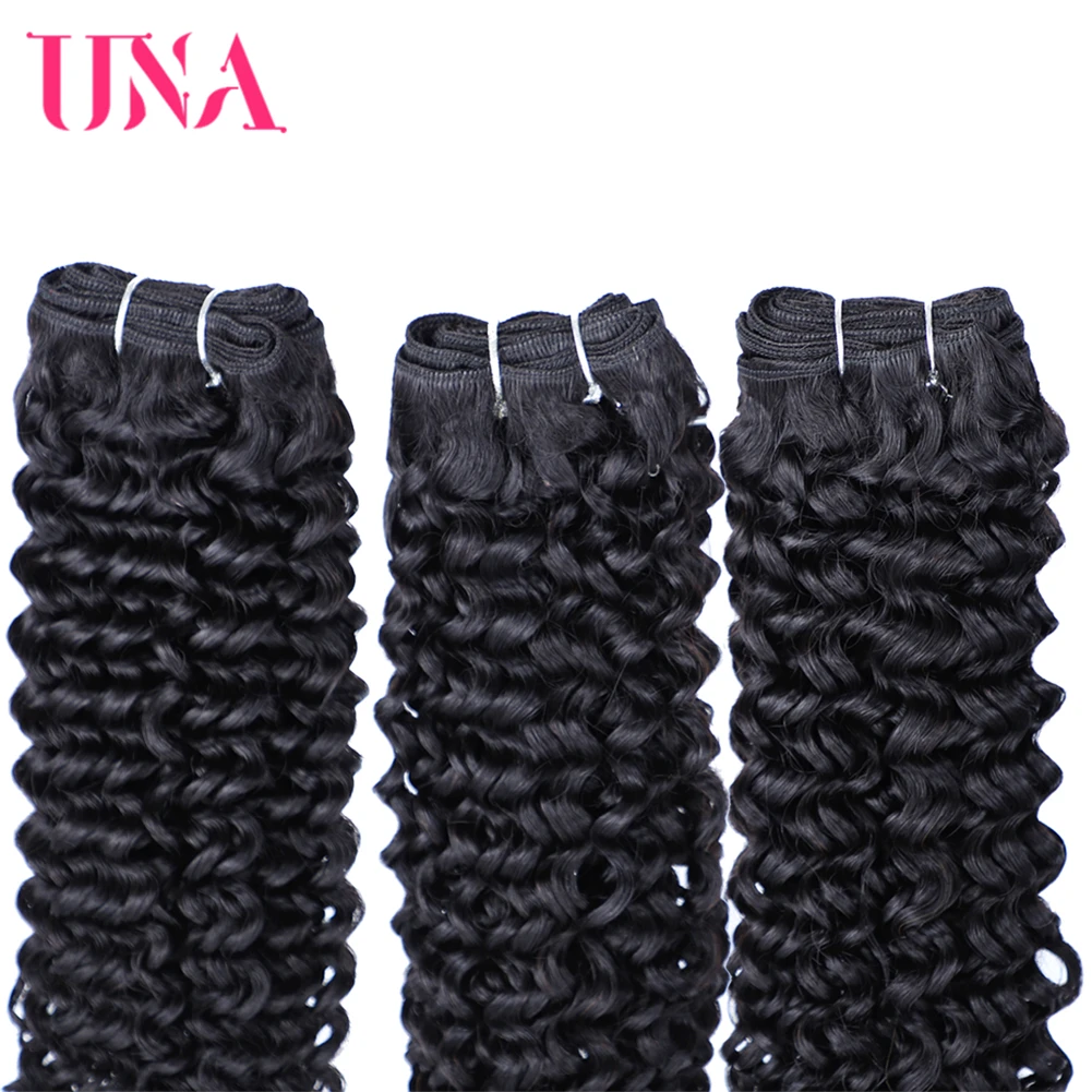 UNA бразильские кудрявые человеческие волосы 3 шт дело Remy пучки цвет # 1B от 8 дюймов
