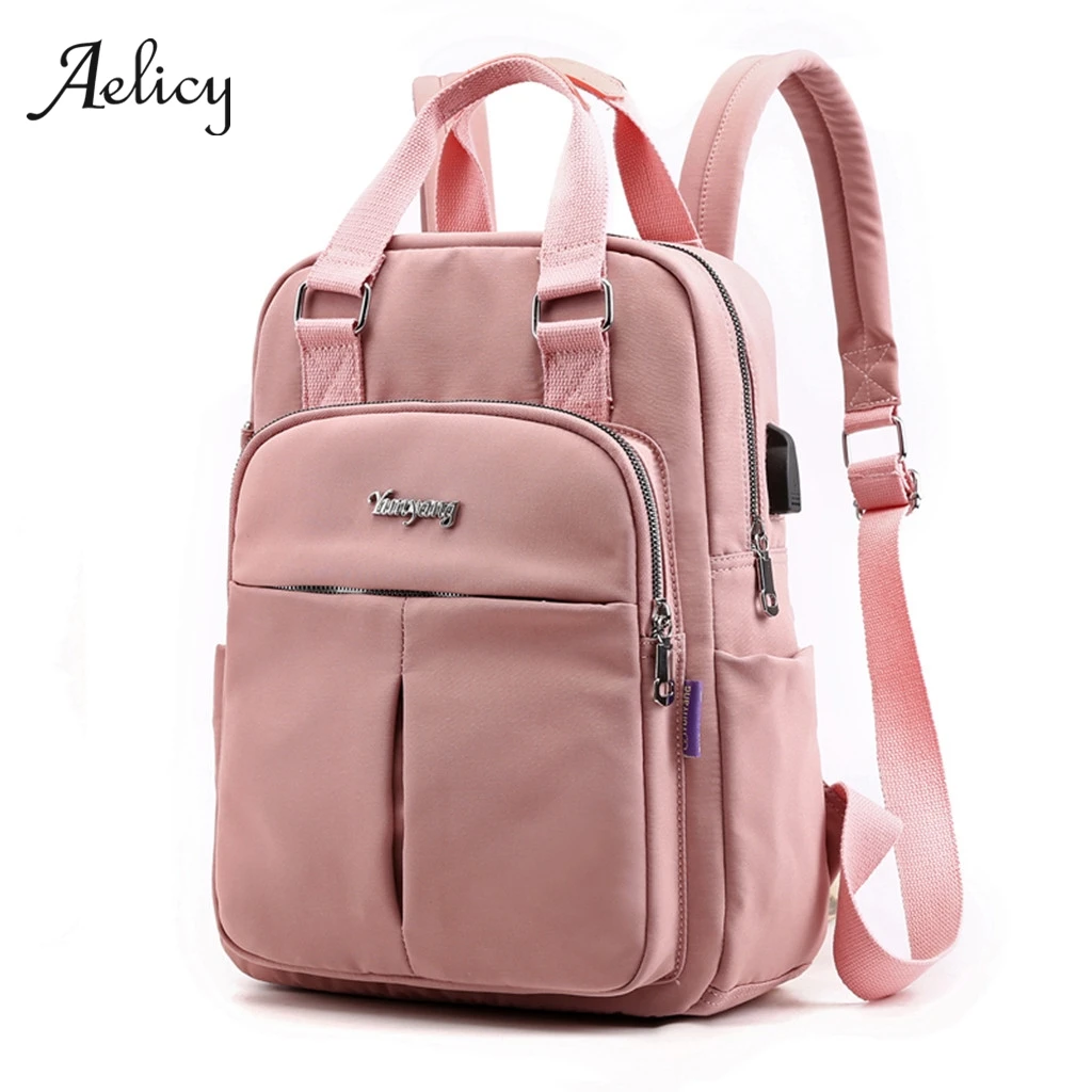 Aelicy USB зарядка розовый рюкзак женский для ноутбука 14 дюймов дорожный