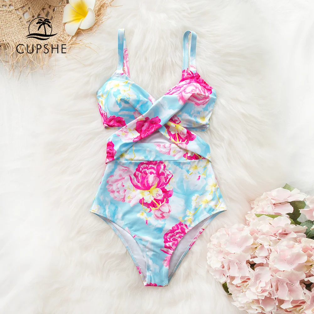 CUPSHE мечтательный цветочный Цельный купальник с вырезом женский сексуальный