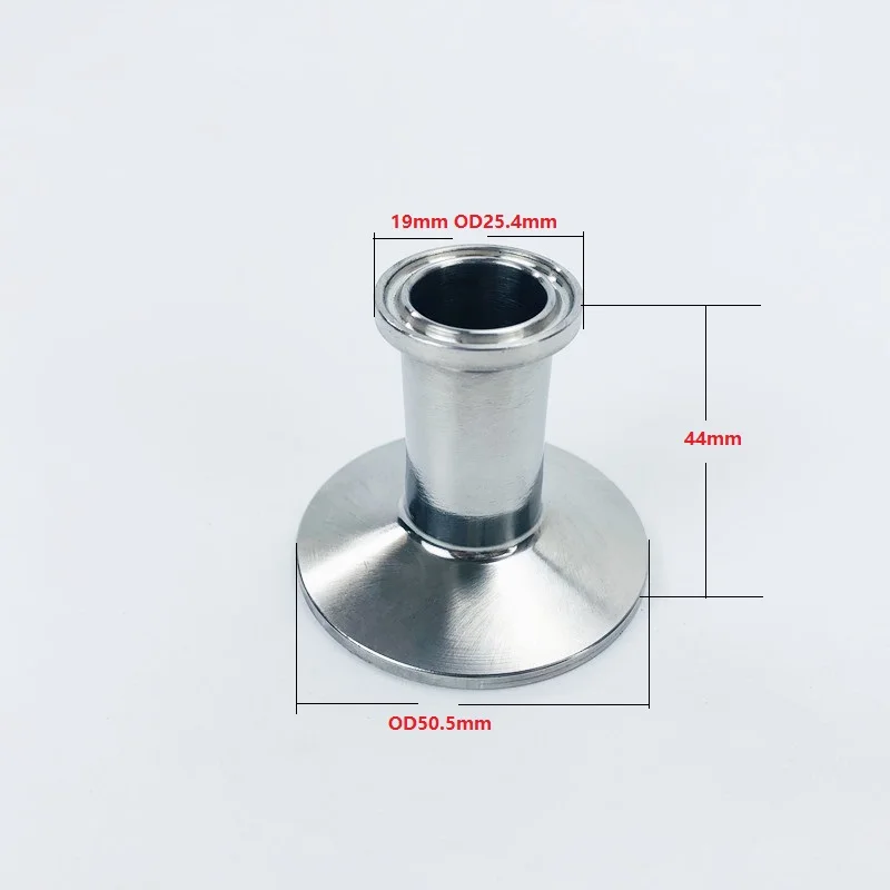 Короткий редуктор Tri Clamp 19 мм OD25.4 x OD50.5, разъем из санитарной нержавеющей стали 304 для дистилляции домашнего пивоварения